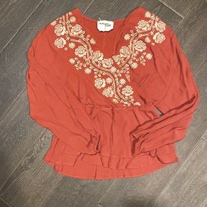 Savanna Jane embroidered rust top